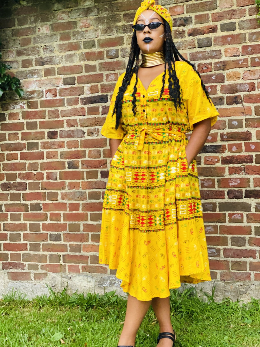 Sunshine in Soweto Dress with Waist Belt + Headwrap - One Wear Freedom